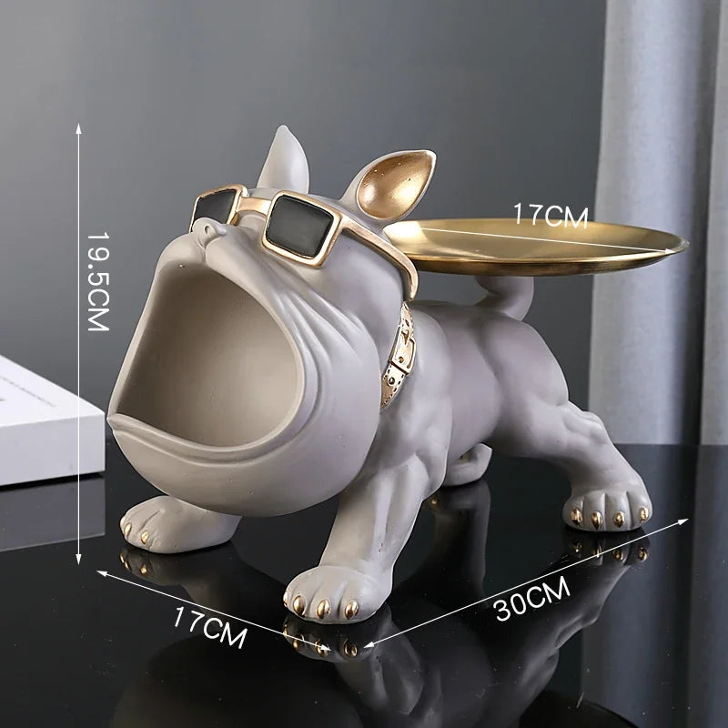 Estátua de cachorro para decoração e armazenamento