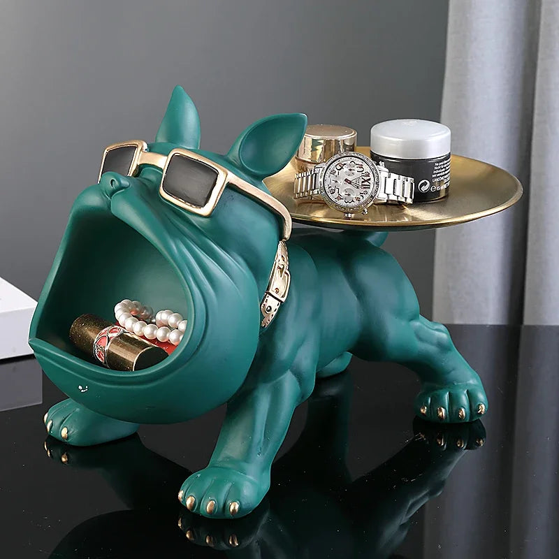 Estátua de cachorro para decoração e armazenamento
