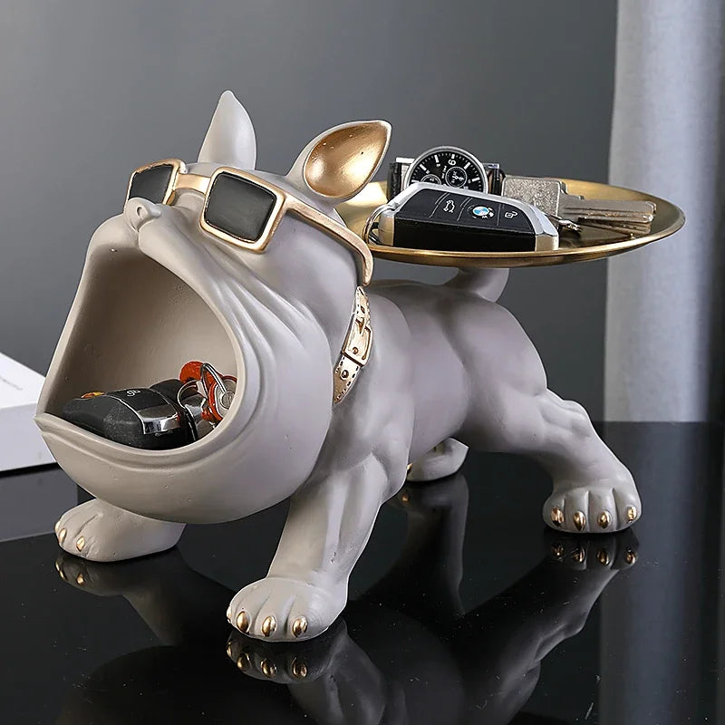 Estátua de cachorro para decoração e armazenamento