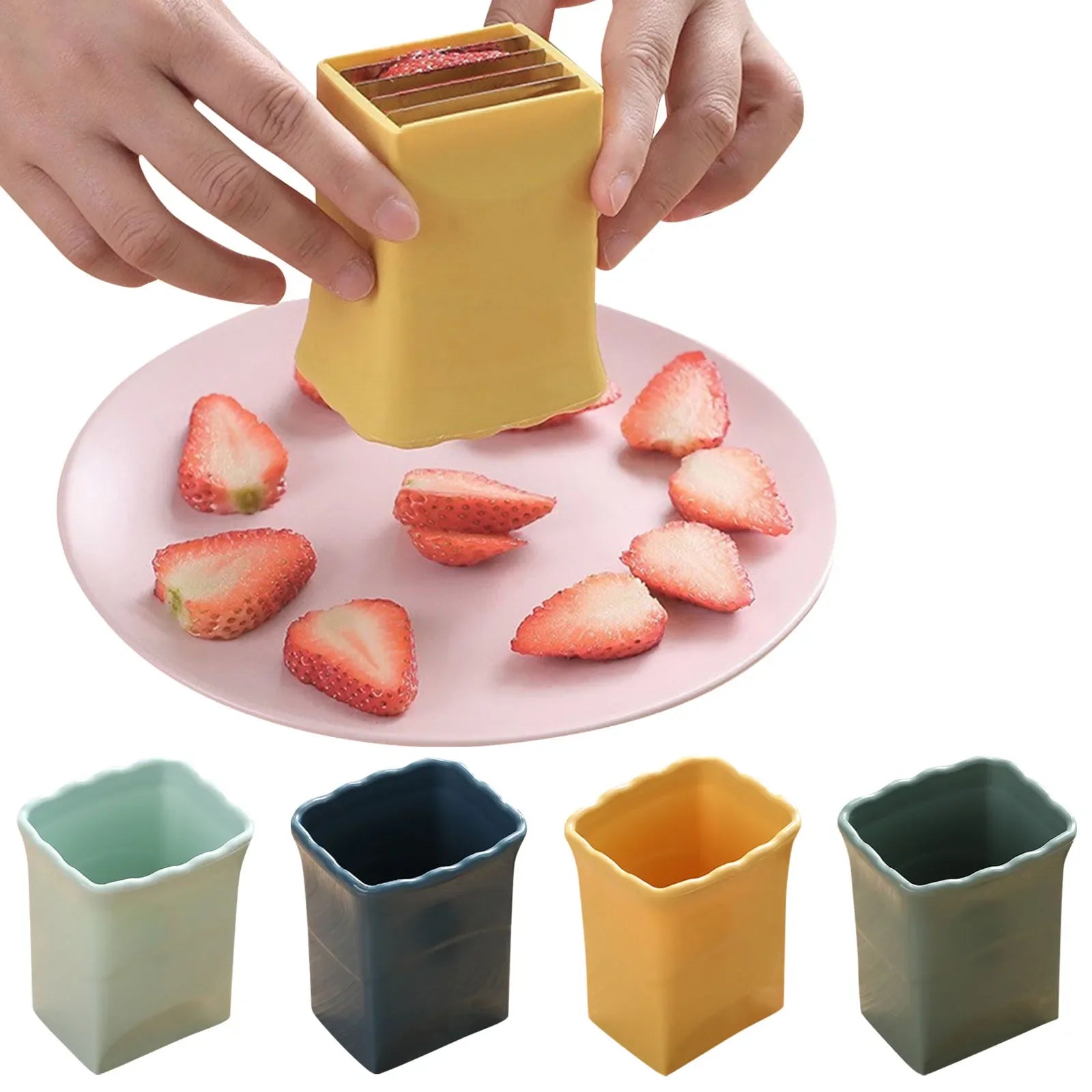 Fatiador de frutas e legumes multifuncional com copo