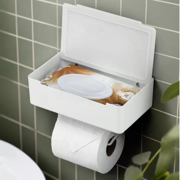 Suporte de Papel Higiênico Quadrado com Porta Lenços