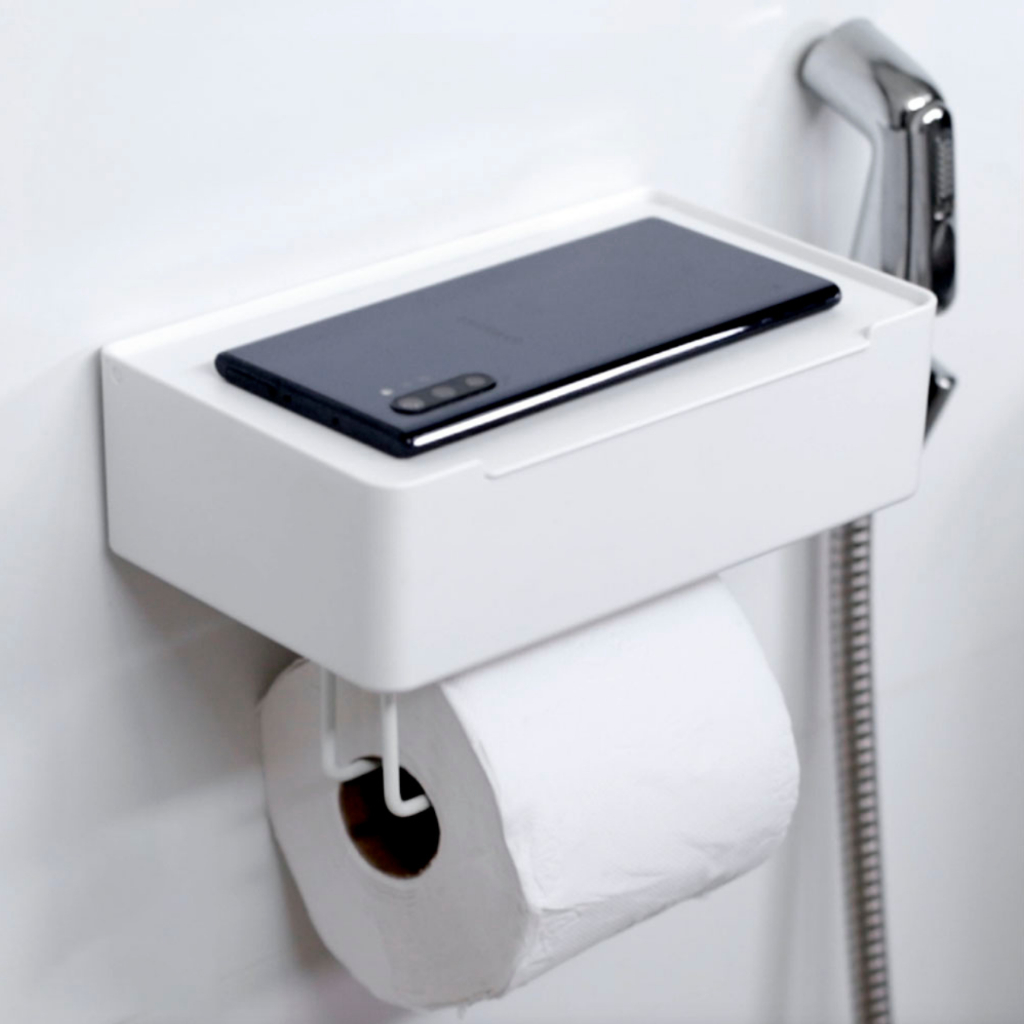 Suporte de Papel Higiênico Quadrado com Porta Lenços