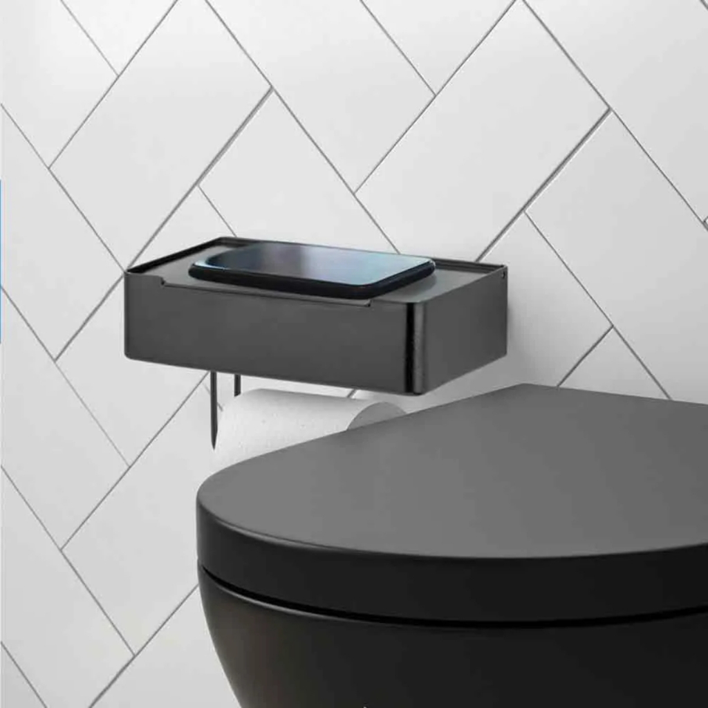 Suporte de Papel Higiênico Quadrado com Porta Lenços