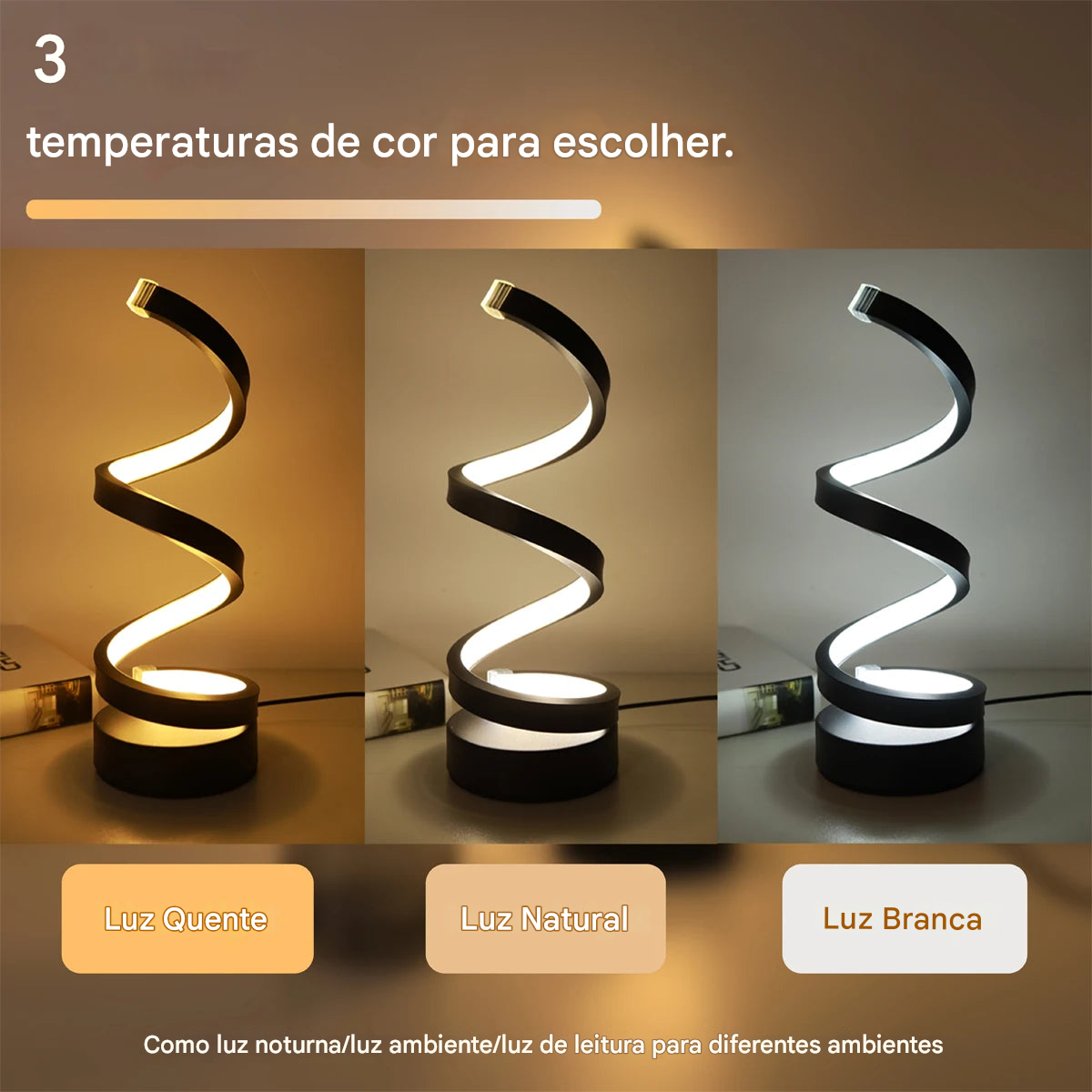 Luminária de mesa espiral minimalista moderna