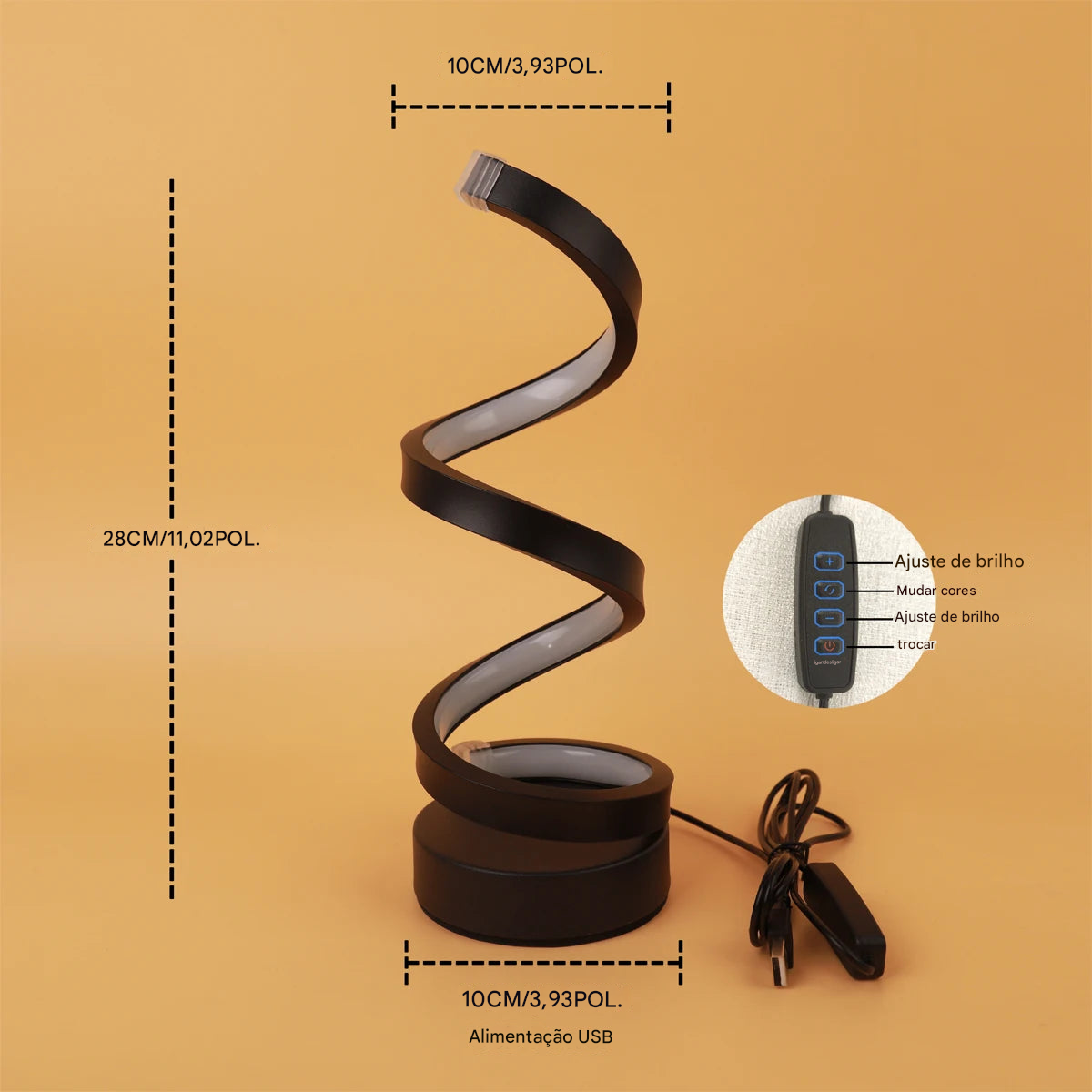 Luminária de mesa espiral minimalista moderna