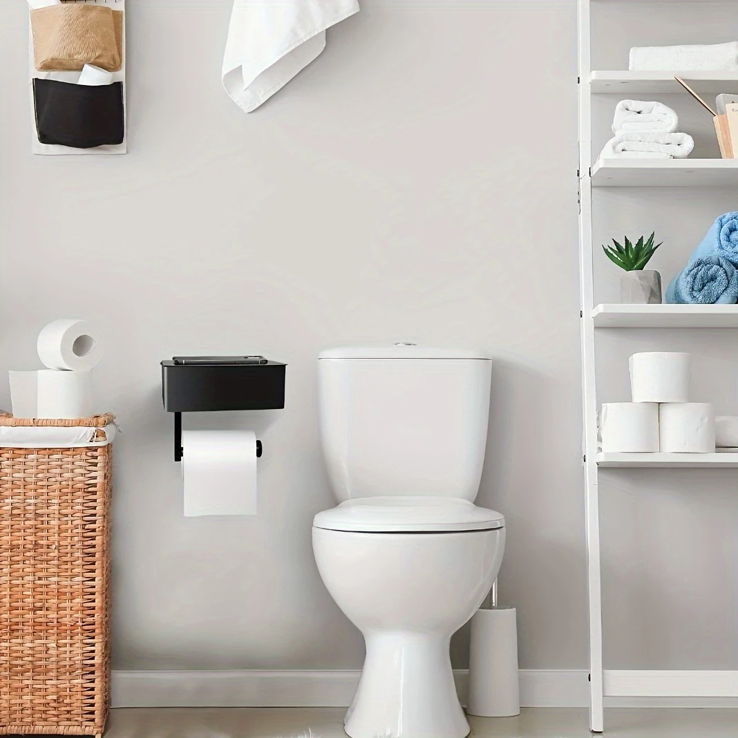 Suporte de Papel Higiênico Quadrado com Porta Lenços