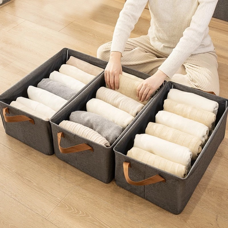 Kit 4 Caixa Organizadora Dobrável para Roupas – Ideal para Gavetas e Armários
