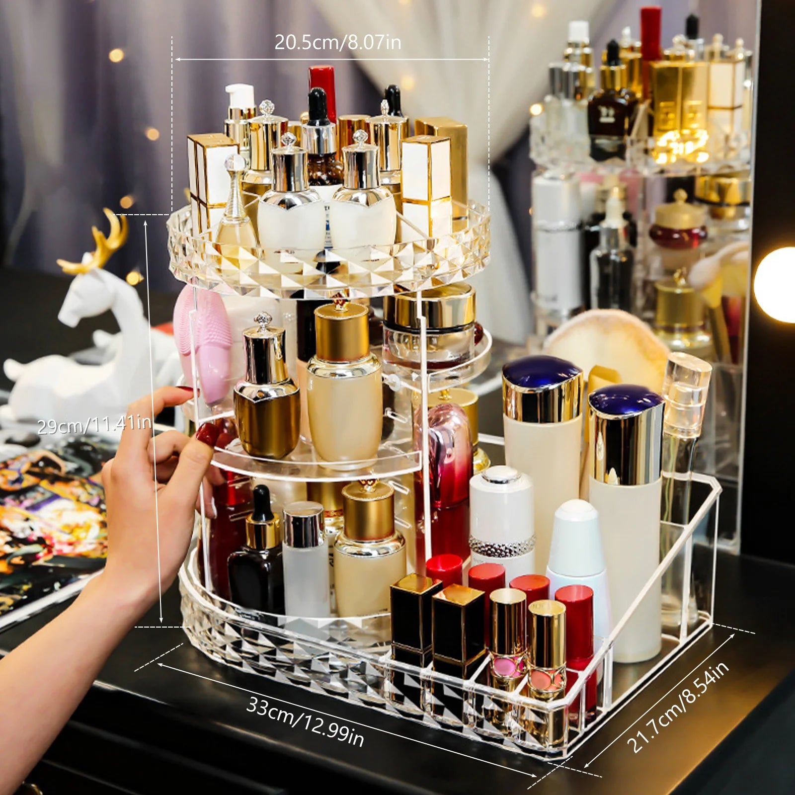 Organizador de Acrilico Giratorio para Maquiagem,Skincare e Cosmeticos