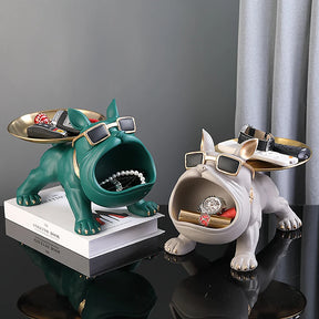 Estátua de cachorro para decoração e armazenamento