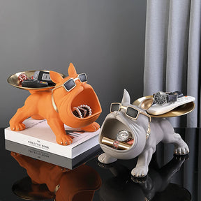 Estátua de cachorro para decoração e armazenamento