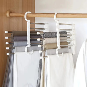 Cabide Organizador Dobrável 5 em 1 – Aço Inox, Calças e Gravatas