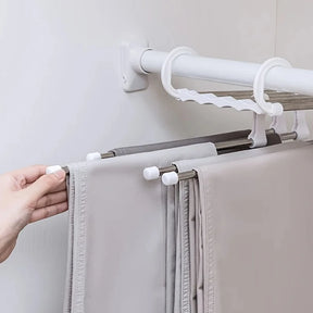 Cabide Organizador Dobrável 5 em 1 – Aço Inox, Calças e Gravatas