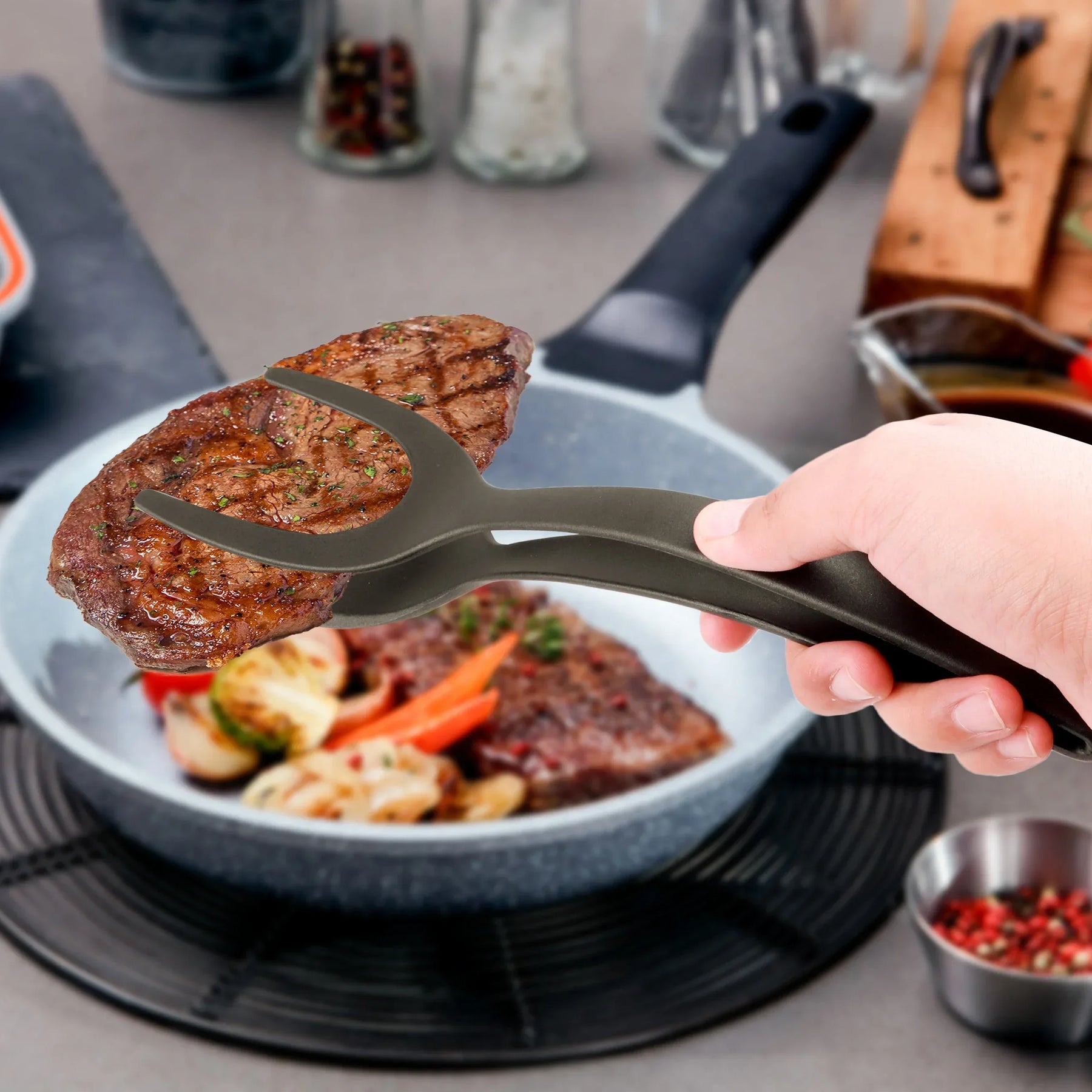 Espátula Multiuso 2 em 1 – Perfeita para Ovos e Carnes