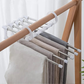 Cabide Organizador Dobrável 5 em 1 – Aço Inox, Calças e Gravatas