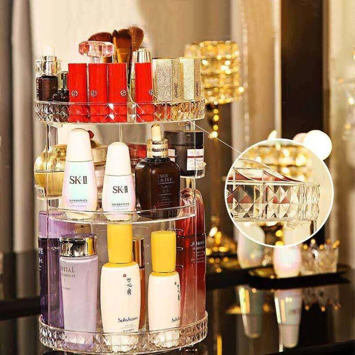 Organizador de Acrilico Giratorio para Maquiagem,Skincare e Cosmeticos