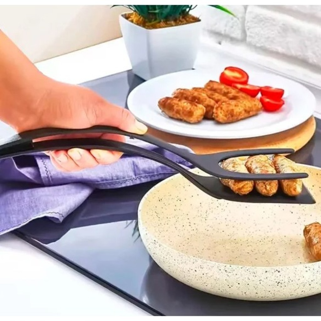 Espátula Multiuso 2 em 1 – Perfeita para Ovos e Carnes