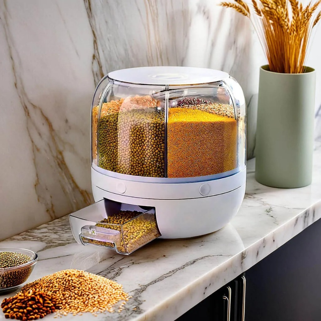 Organizador Giratório 360° para Alimentos – Selado, Prático e à Prova de Umidade