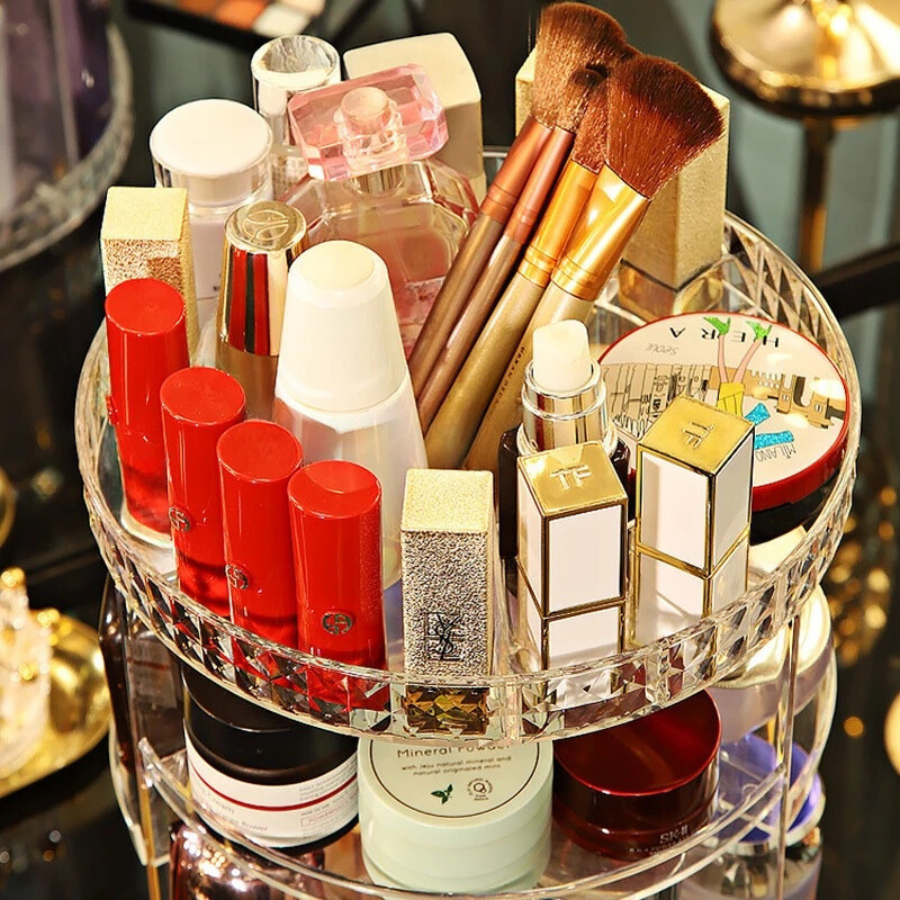 Organizador de Acrilico Giratorio para Maquiagem,Skincare e Cosmeticos