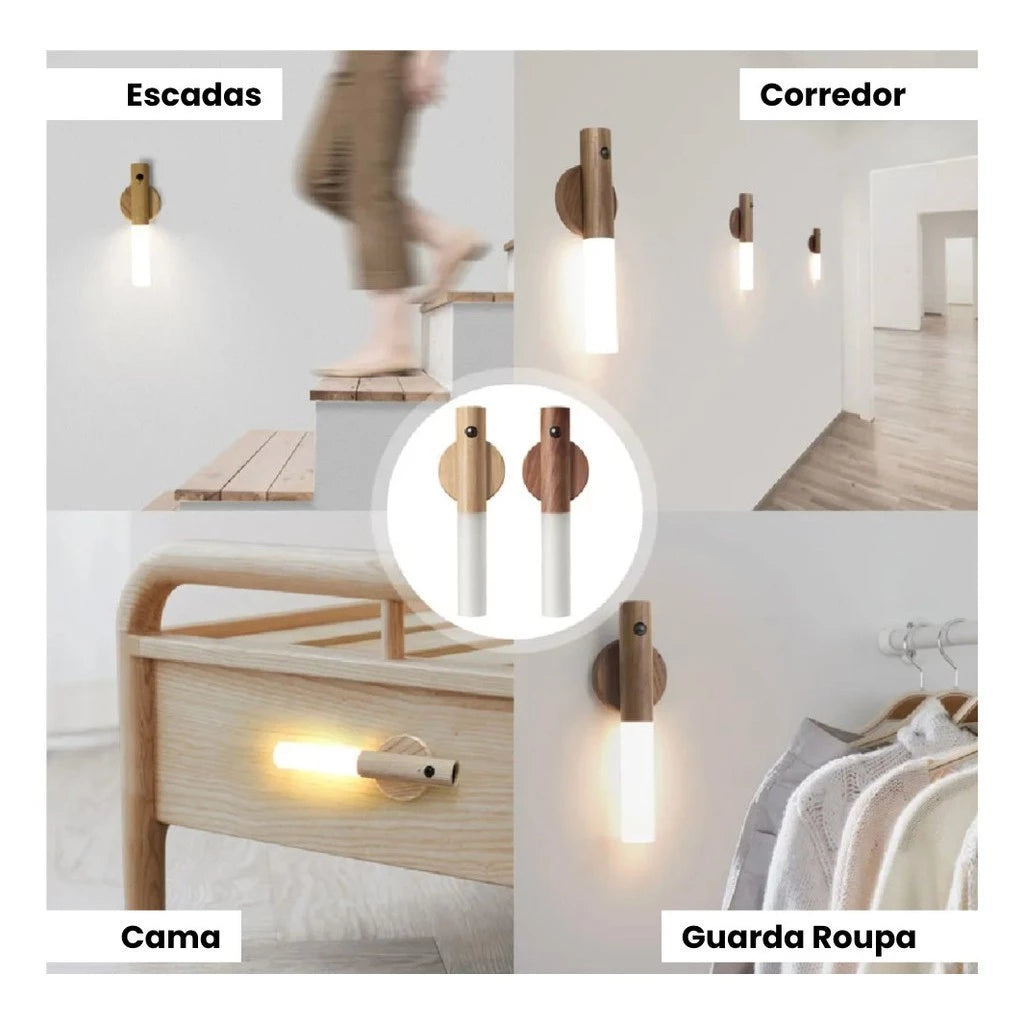 luminaria led de madeira (compre 1 leve 2)